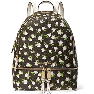 MICHAEL KORS RHEA ZIP SIGNATURE ROSE FLOWERS PRINT MEDIUM BAG BACKPACK - NWT